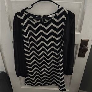 Speechless Black and White Bishop Sleeve Dress